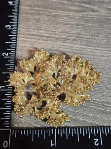 Broche Vintage Grande Hoja Brutalista Planta Perejil Tono Dorado Y6 - Imagen 1 de 3