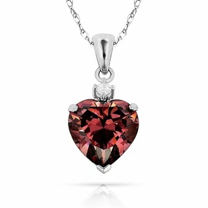 14K Solid White Gold 0.75" w/bail CZ Heart Pendant June Alexandrite Birthstone - Picture 1 of 1