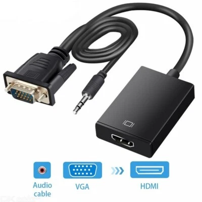 1080P VGA Stecker auf HDMI Buchse Ausgang HDTV Audio Video Kabel Konverter Adapter UK - Bild 1 von 3