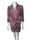 New Look Red Burgundy Abstract Spot Print Tie Side Mini Dress Size 8