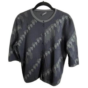 AKRIS schwarze Strickjacke Pullover Neuheit gekappt Herren Maulbeerseidenmischung Größe 8 - Bild 1 von 7