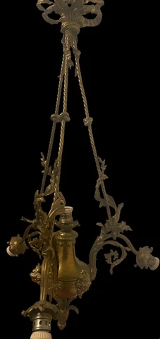 Louis XVI style bronze 3 arm mythological chandelier early 20th century wired Cover