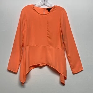 NEU Project Runway | Damen X-Small | Orange SharkBite ausgestellter Saum Bluse Neu mit Etikett - Bild 1 von 12