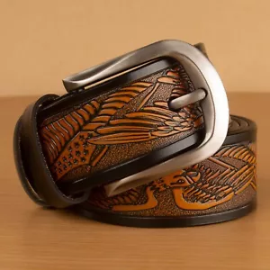 CINTURON Genuine Leather Men’s belt Full Grain Casual Dress Jeans Belts for Men - Picture 1 of 20