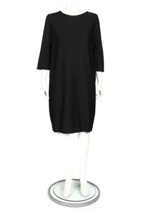 COS Black Oversize Lagenlook Half Sleeve Back Pleats Heavy Rayon Dress sz M /980 - Picture 1 of 6