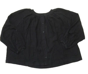 NWT Jenni Kayne Long-Sleeve Willow Blouse in Black Button Down Oversize Shirt XL - Picture 1 of 4