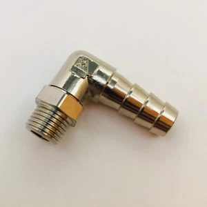 3/8" Barb x 3/8" Male NPT Brass 90° Elbow Swivel Rotating 360 Fitting - Picture 1 of 3