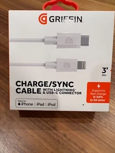 Griffin 3 Feet USB-C to Lightning Charge/Sync Cable - White - Picture 1 of 4