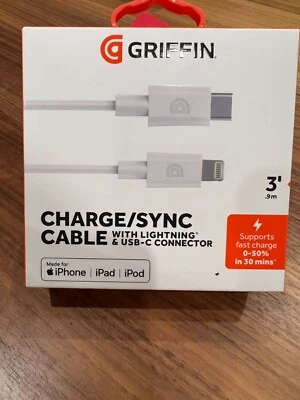Griffin 3 Feet USB-C to Lightning Charge/Sync Cable - White - Image 1 of 4