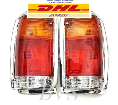 TAIL LIGHT LAMP PAIR WITH CHROME EDGE For 85-98 Mazda B2000 B2200 B2600 Pickup - Image 1 of 3
