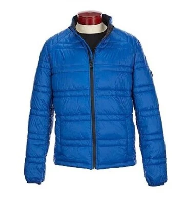 Michael Kors Men's Jacket L or XL, Shiny Blue Puffer Coat, New $179 - Image 1 of 4