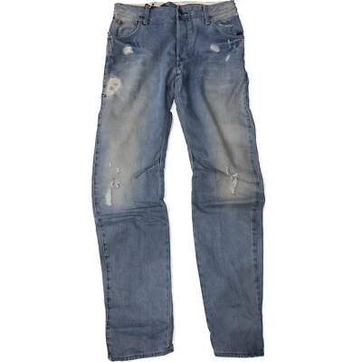 G-STAR Hombre Teniente Pantalones de mezclilla ajustados 3D Aged Destroy Blue Arc con cremallera PVP £80 Foto 1 de 3