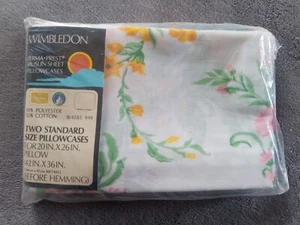 Vtg Sears Wimbledon Perma-Prest Muslin Pair of Standard Pillowcases NEW - Picture 1 of 4