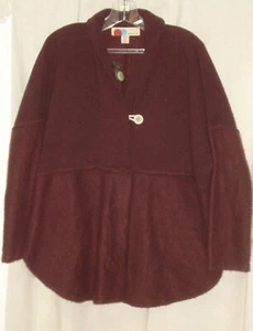 NWOT Free People FP Beach BURGUNDY PULLOVER Sweatshirt Poncho TOP Size XS OVERSZ - Picture 1 of 3
