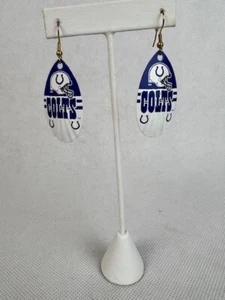Indianapolis Colts Logo Vintage Teardrop Spinner Hook Earrings - Picture 1 of 2