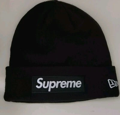 Bonnet Noir Box Logo Supreme New Era FW21 - Photo 1/4