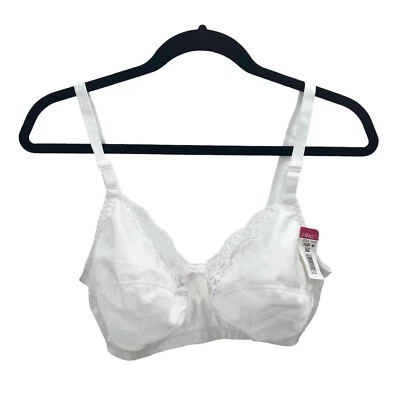 Vintage Lovable White Satin & Lace Full Coverage Unpadded Bra Womens 36C - Image 1 of 4