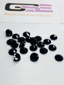 Black Spinel Faceted Round Cut Loose Gemstone 4x4 mm To 15x15 mm Natural DG - Picture 1 of 20