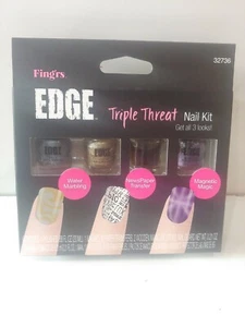 Fing'rs Edge Triple Threat Nail Kit Marbling Newspaper Transfer Magnetic 32736 - Picture 1 of 3