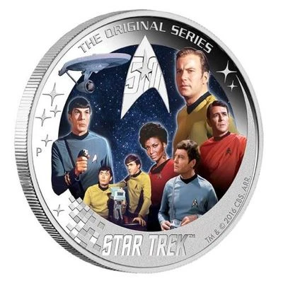 Star Trek U.S.S. Enterprise NCC-1701 Crew 2016 2oz Silver Proof Coin - Image 1 of 4