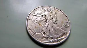 1943 - P Walking Liberty Silver Half Dollar - fine Grade - Picture 1 of 4