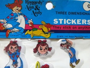 Vintage Raggedy Ann and Andy Puffy Stickers 1978 Boobs Merrill Company Item#1255 - Picture 1 of 2
