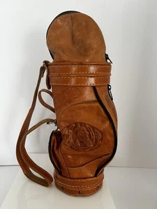 Hand Tooled Leather Handbag Golf Bag Style Horse Theme - Picture 1 of 8