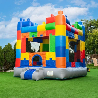 Casa de rebote inflable HeroKiddo bloque fiesta grado comercial niños con soplador Foto 1 de 4