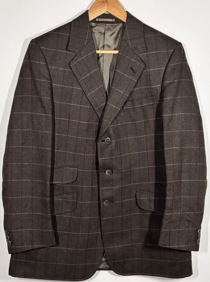 Abrigo deportivo de tweed AQUASCUTUM de los años 80 para hombre 42R tejido en Escocia cuadros verdes vintage Foto 1 de 4