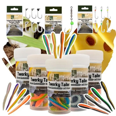 Twerky Tailer Starterset Gummiköder Angelset Forellen UL Köderwurm Zite Fishing - Bild 1 von 4