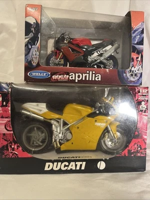 Ducati 998s,1:12 NewRay,& Aprilia RSV 1000R,1:18, Welly satellite (red & yellow) - Image 1 of 4