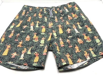 Vtg Men's Reyn Spooner Hawaiian Hula Nodders Swim suit Trunks board shorts XL - Image 1 of 4
