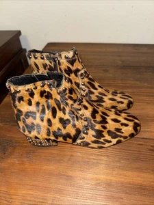 Sam Edelman Lorin Studded Haircalf Bootie Animal Print Size 5 - Picture 1 of 6