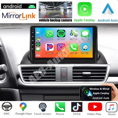 9'' WIRELESS CARPLAY FOR MAZDA 3 2014-2019 CAR STEREO RADIO GPS NAV +CAMERA - Image 1 of 4