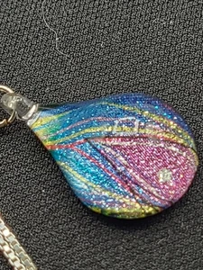 Colgante de vidrio artístico 1", cadena 925 18" - Imagen 1 de 9