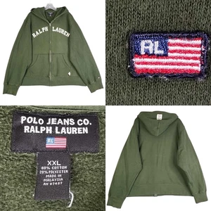 Ralph Lauren Polo Jeans Company Vintage Full Zip Hoodie Sweatshirt XXL 90s - Picture 1 of 11