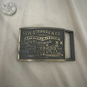 Vintage Belt Buckle Levi Strauss & Co. Original Riveted Levi's Jeans Brass - Picture 1 of 5
