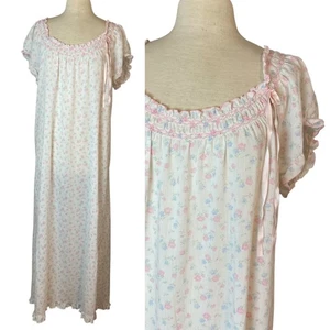 Vintage Miss Elaine langes Nachthemd Damen XL Ditsy Blumen Country Cottagecore bescheiden - Bild 1 von 10