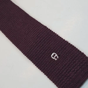 Vintage Wool Aigner Necktie Square End Maroon Solid Embroidered Logo Please Read - Picture 1 of 11