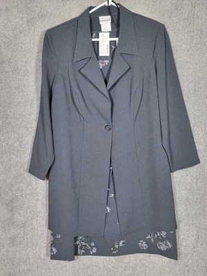 Fashion Bug Dress with Longline Blazer Womens Size 16W Gray Floral 2 Pc Set NWT - Image 1 of 4