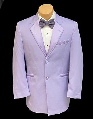 Men's Andrew Fezza Lavender Tuxedo Jacket Two Button with Satin Lapels Size 46L - Image 1 of 4