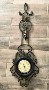 2014 The Bombay Co. WROUGHT IRON BANJO WALL CLOCK - Picture 1 of 4