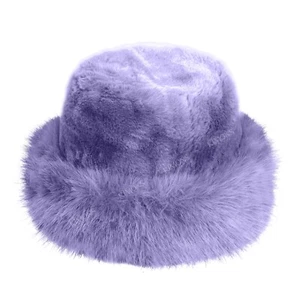 Fluffy Fur Bucket Hat - Warm Fisherman Plush Winter Hat Women Thick Furry Faux - Picture 1 of 34