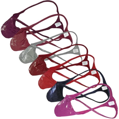 Men Micro String Thong Minimal Coverage Underwear Male Shiny & Stretch T-back - Image 1 of 4