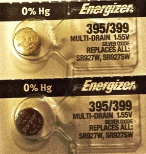 ENERGIZER 395/399 WATCH BATTERIES SR927SW (2 Piece) Sealed Authorized Seller