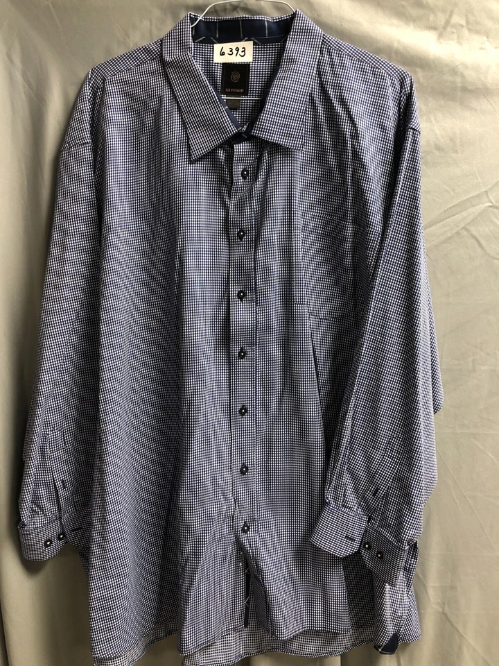 Camisa de vestir para hombre F/X Fusion azul/blanco a cuadros talla 5XL Foto 1 de 1