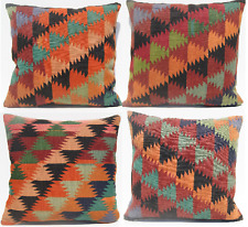 Decorative  Kurdis kilim pillow covers handmade square four rug cushions 24"X24"