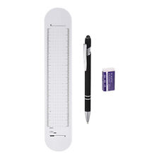 9.37"x1.8" Silicone Memo Wrist Band with Pen and Eraser Point Line White