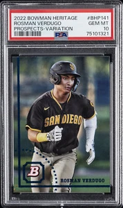 2022 BOWMAN HERITAGE PROSPECTS VAR #BHP141 ROSMAN VERDUGO PSA 10 - Picture 1 of 2