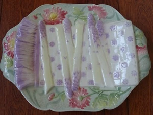 PLATO ESPÁRRAGOS MAYÓLICA LUNEVILLE SAN CLEMENTE FRANCIA circa 1920' - Imagen 1 de 9